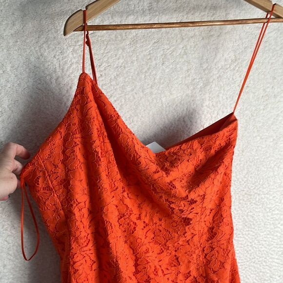 Bardot Dress Womens XL Orange Lace One Shoulder - Picture 4 of 9